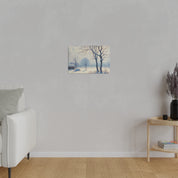 Snowscape Painting | Snowy Field Landscape | Winter Scene Wall Art Canvas