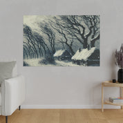 Remote Cottages Snowscape Winter Painting Canvas