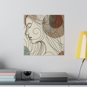 Bohemian Muse Woman Line Art Boho Style Wall Decor Canvas