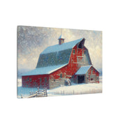 Red Barn in Snowfall Canvas