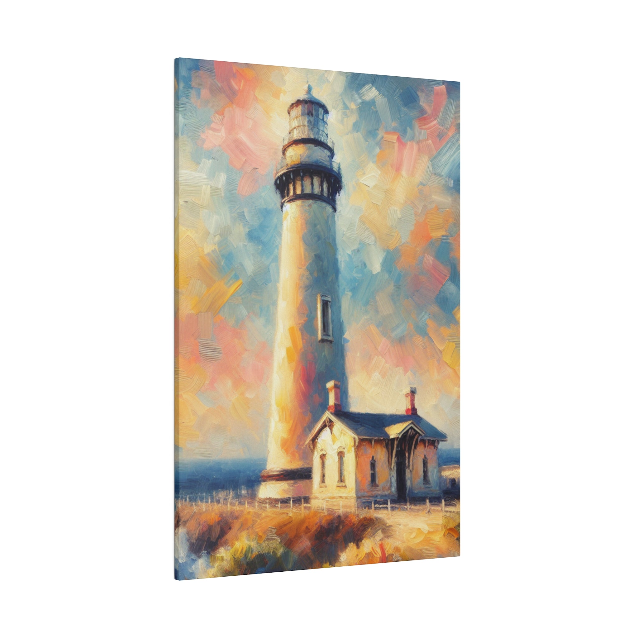 Luminated Beacon Coastal Wall Art Lighthouse Painting Canvas