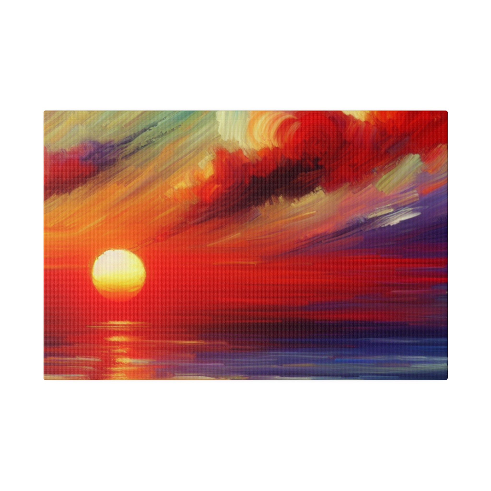 Ember Horizon Whispers Red Purple Sunset Painting Canvas