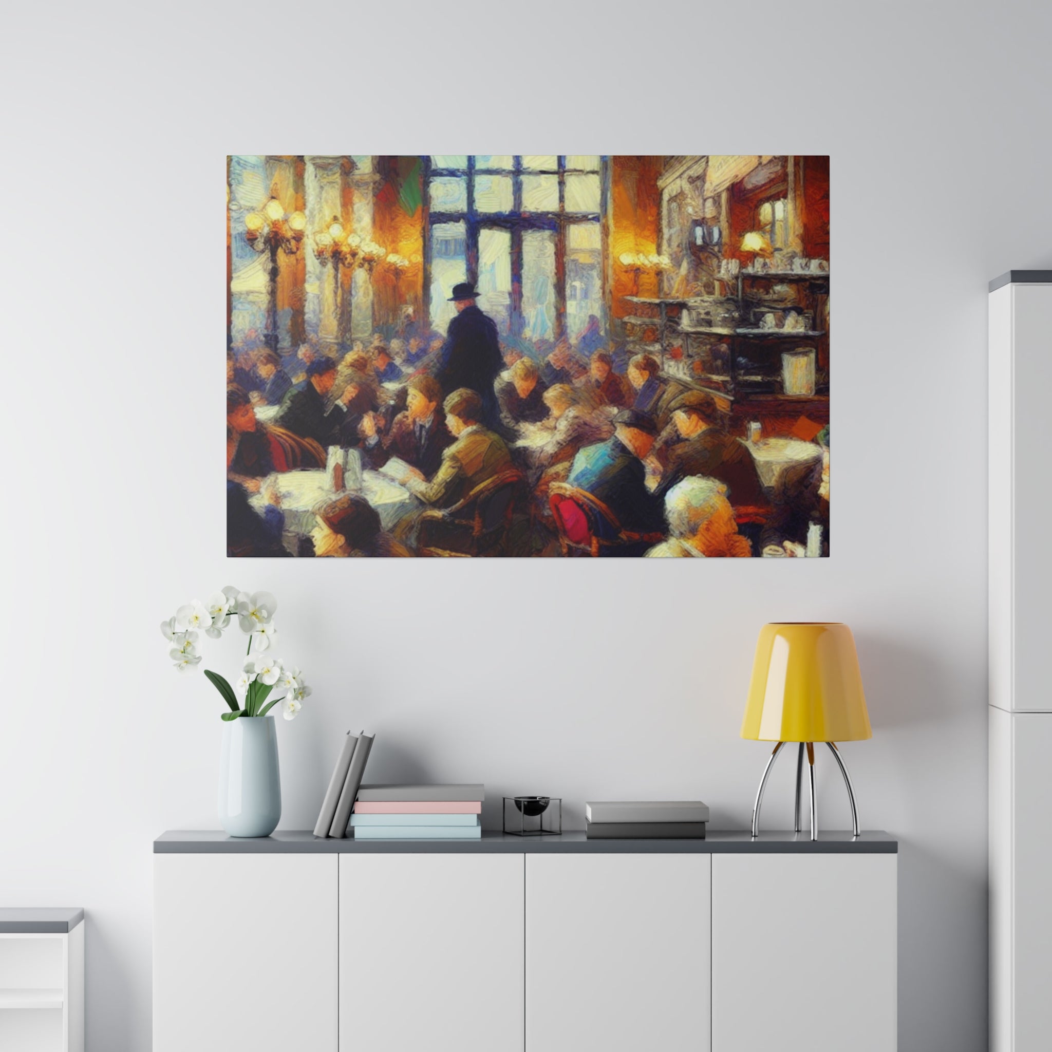 Sunrise Coffee Whispers European Cafe Artwork Canvas