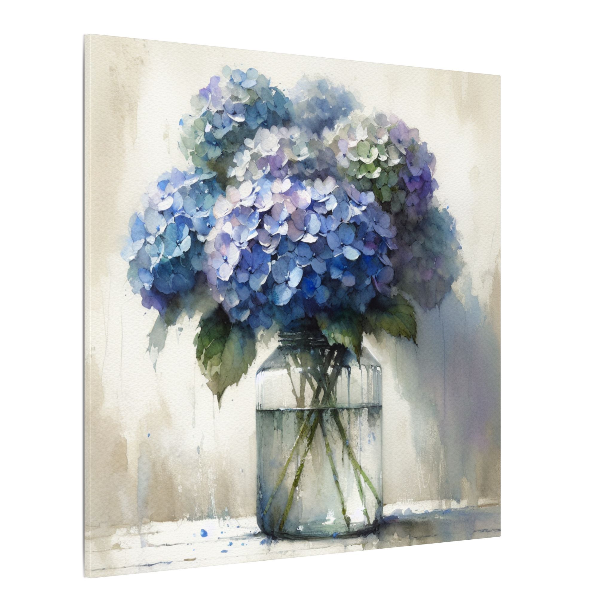Hydrangeas in Jar Watercolor Canvas