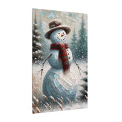 Snowman in a Rustic Winter Field Canvas