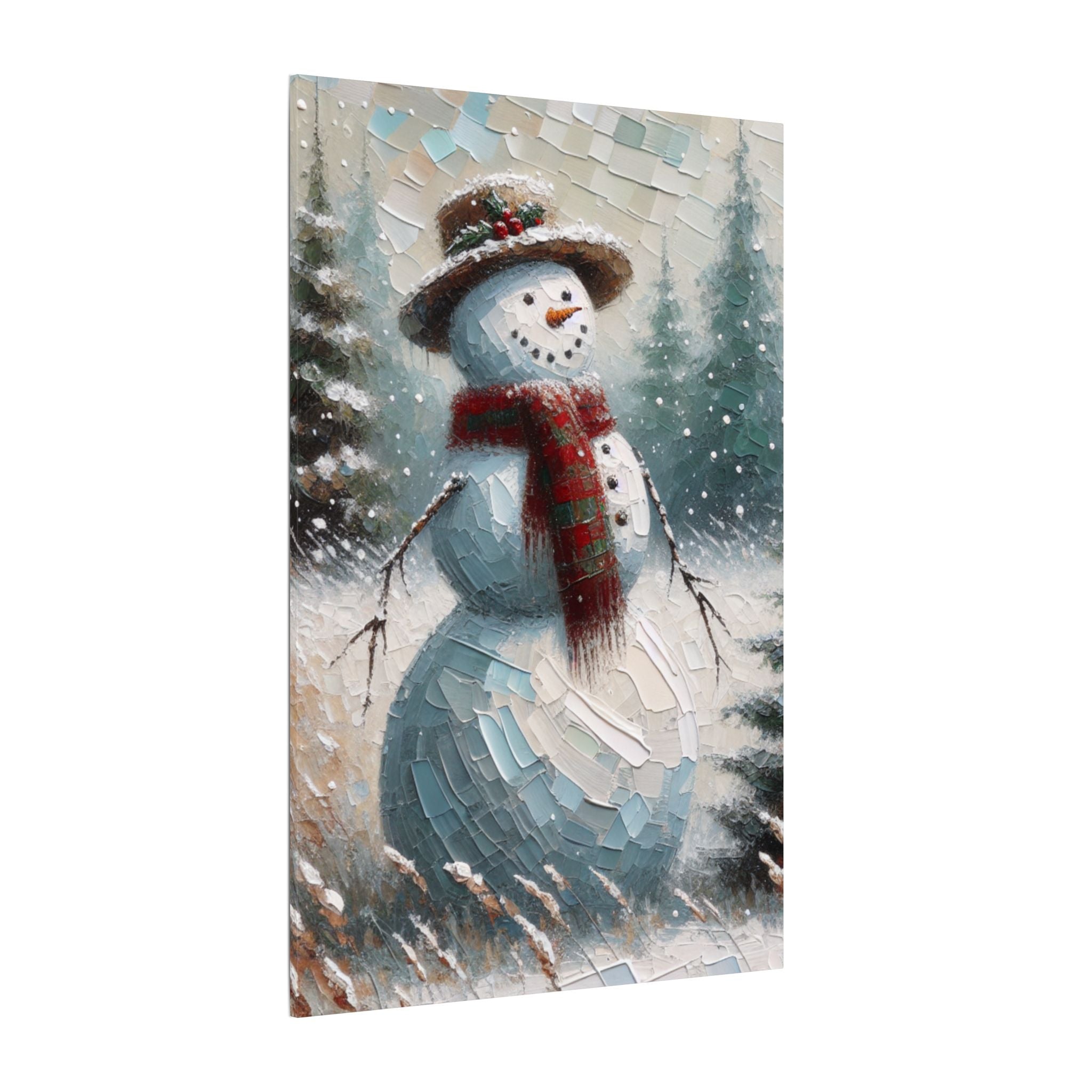 Snowman in a Rustic Winter Field Canvas