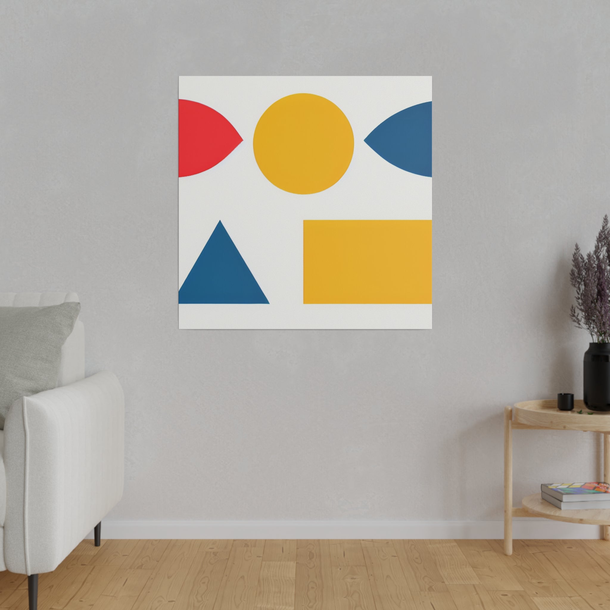 Yellow Red Blue Geometric Colorful Abstract Art Canvas