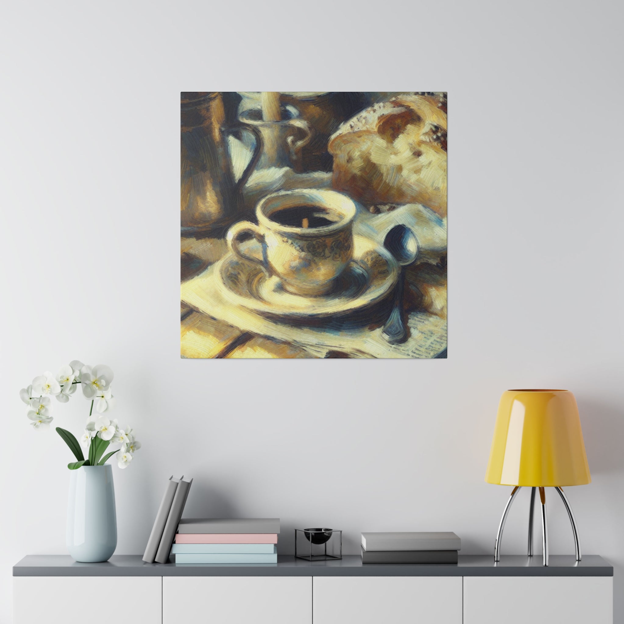 Country Morning Impressionist Artwork Rich Aroma Coffee Painting Canvas