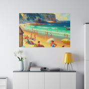 Vintage Coastal Reverie Beach Landscape Painting Canvas