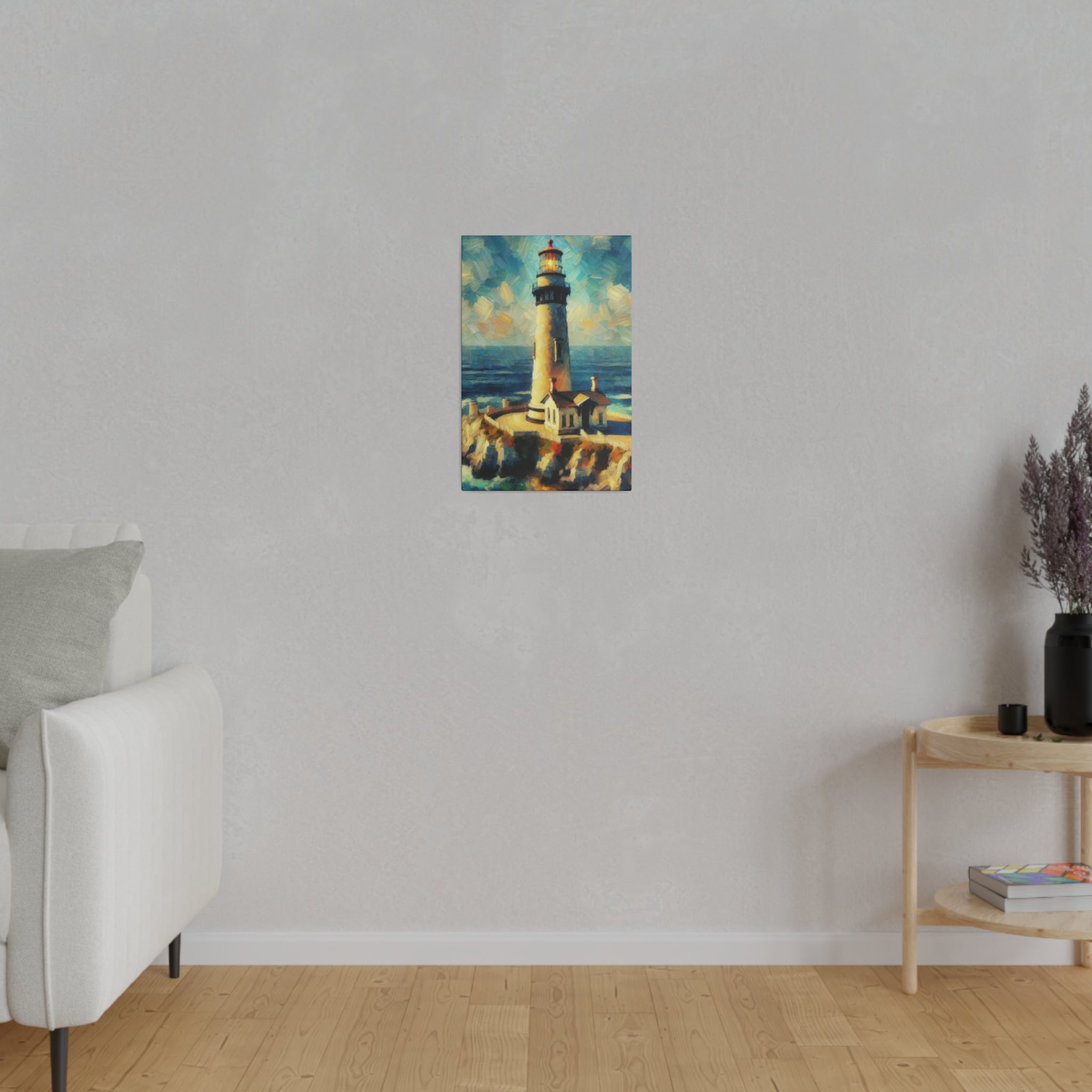 Maritime Mirage Coastal Wall Art Lighthouse Painting Canvas