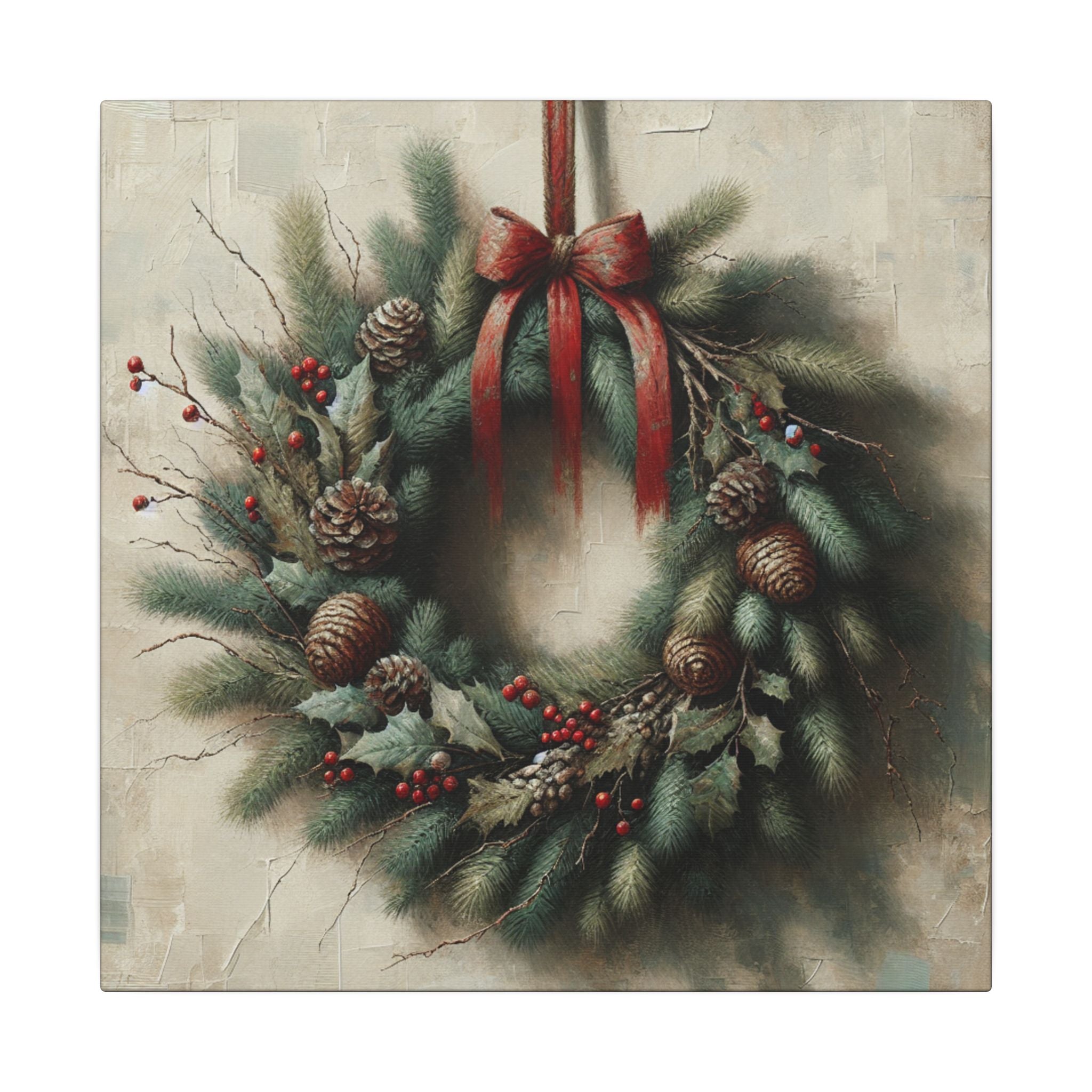 Classic Christmas Wreath Canvas