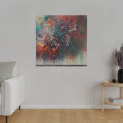 Spectrum Splatter Vibrant Red Blue Yellow Abstract Painting Canvas