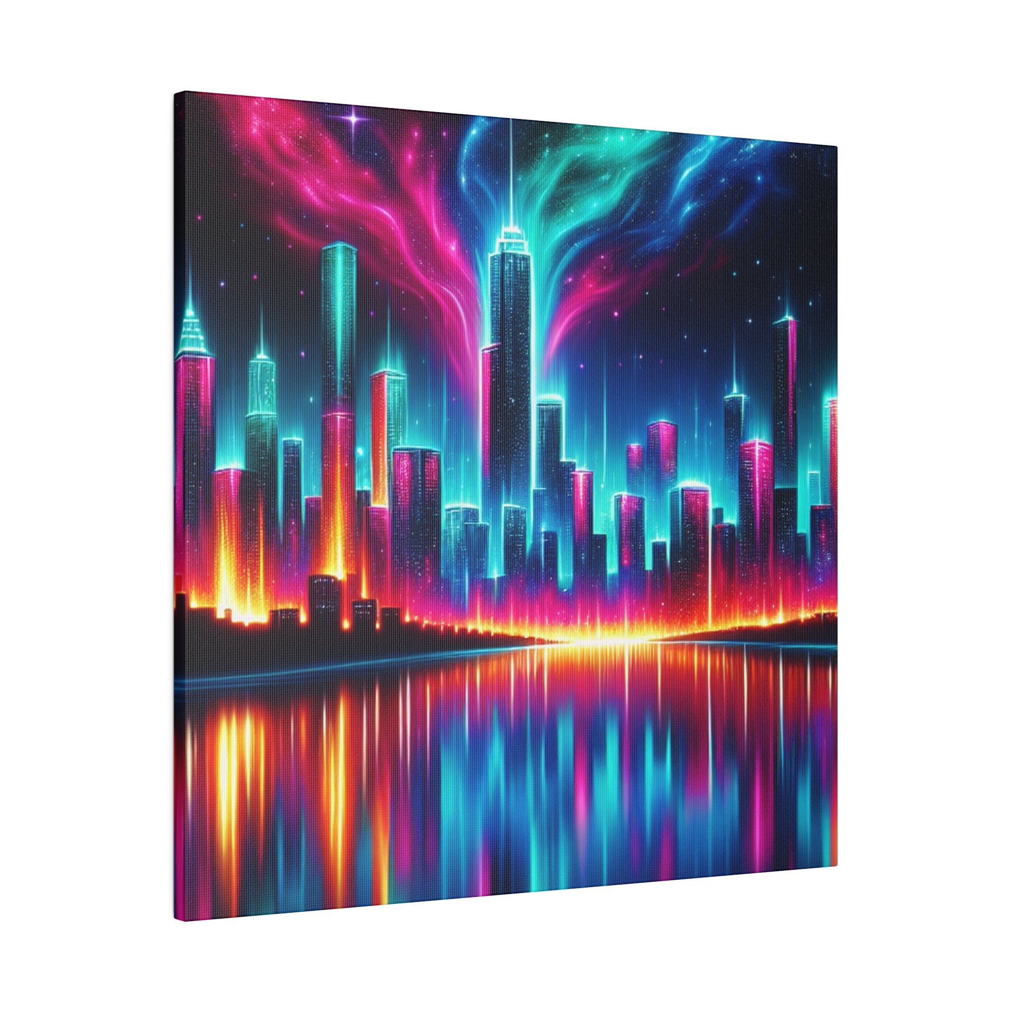 Surreal Neon Art Cityscape City Painting Canvas