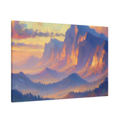 Impressionist Summit Serenity Mountain Landscape Painting Canvas