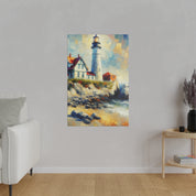 Misty Beacon Coastal Wall Art Lighthouse Painting Canvas