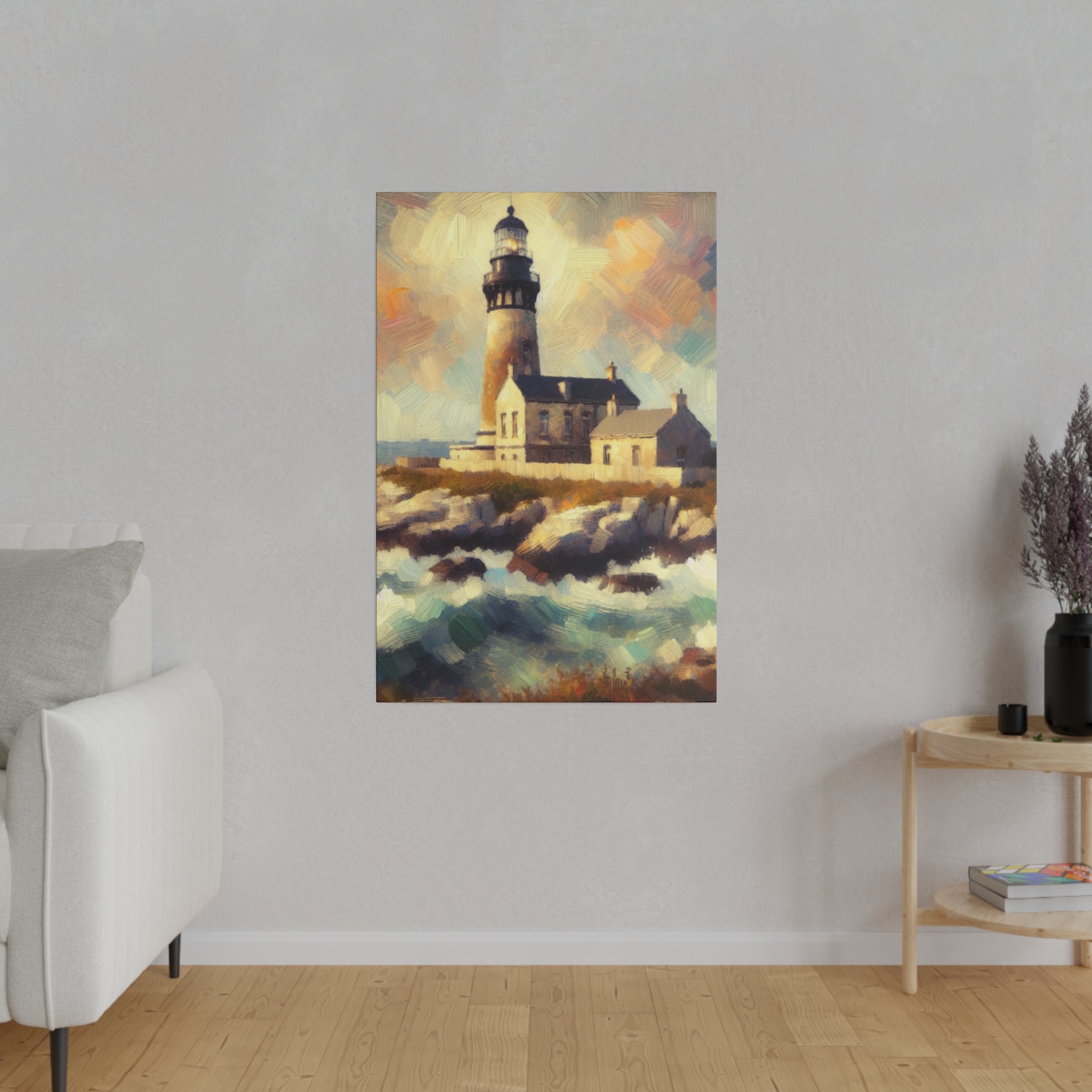 Beacon Illumination Coastal Wall Art Lighthouse Painting Canvas