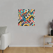 Brash Angles in Exuberant Abstraction Geometric Painting Canvas