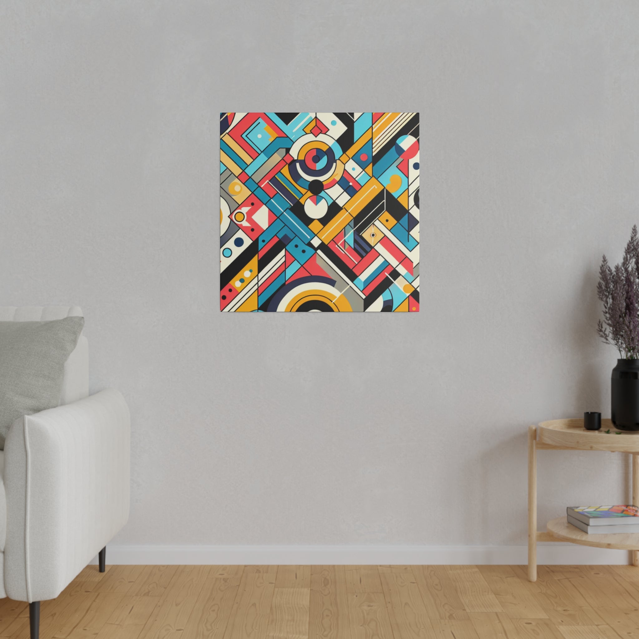 Brash Angles in Exuberant Abstraction Geometric Painting Canvas