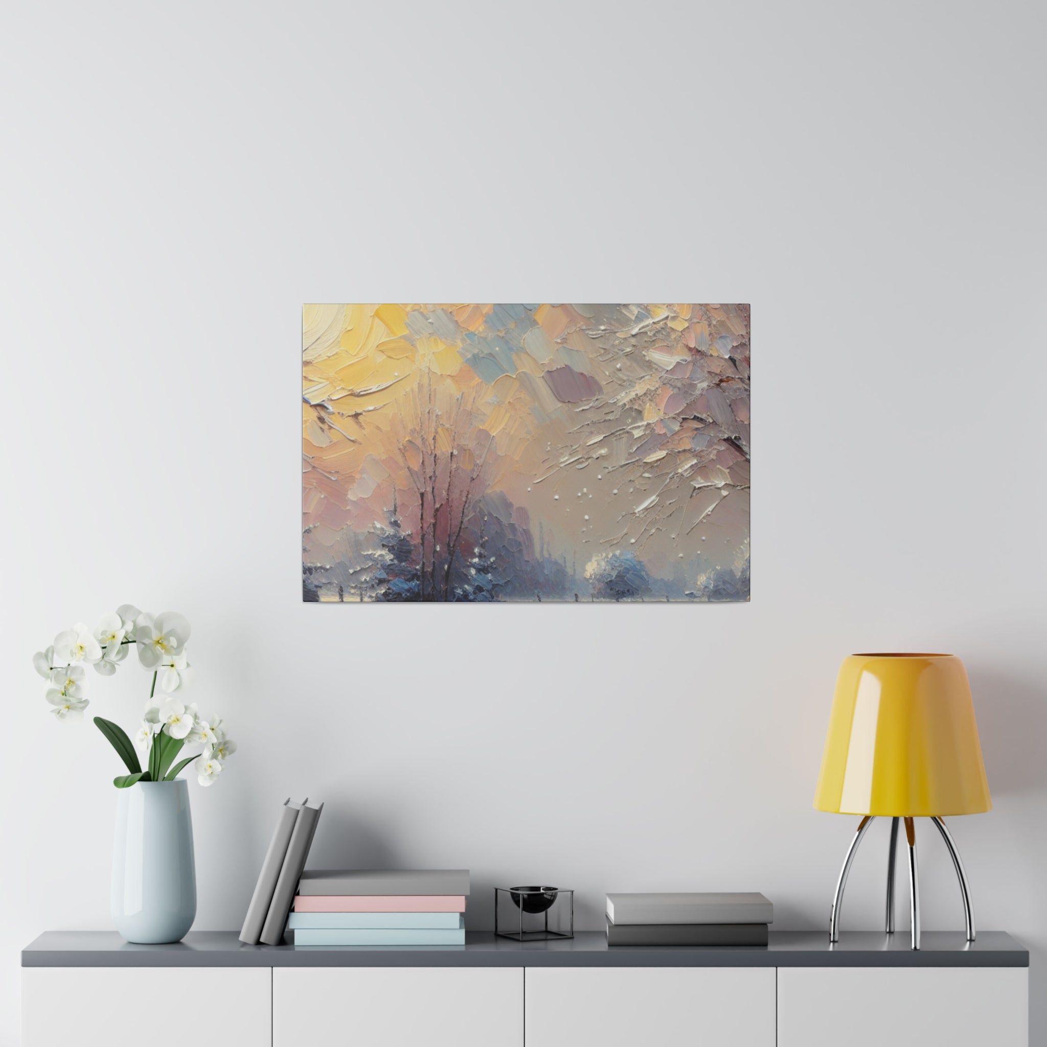 Sun Tinted Alpine Expression Winter Painting Canvas