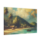 Serene Coastline Remote Island Beach Painting Canvas