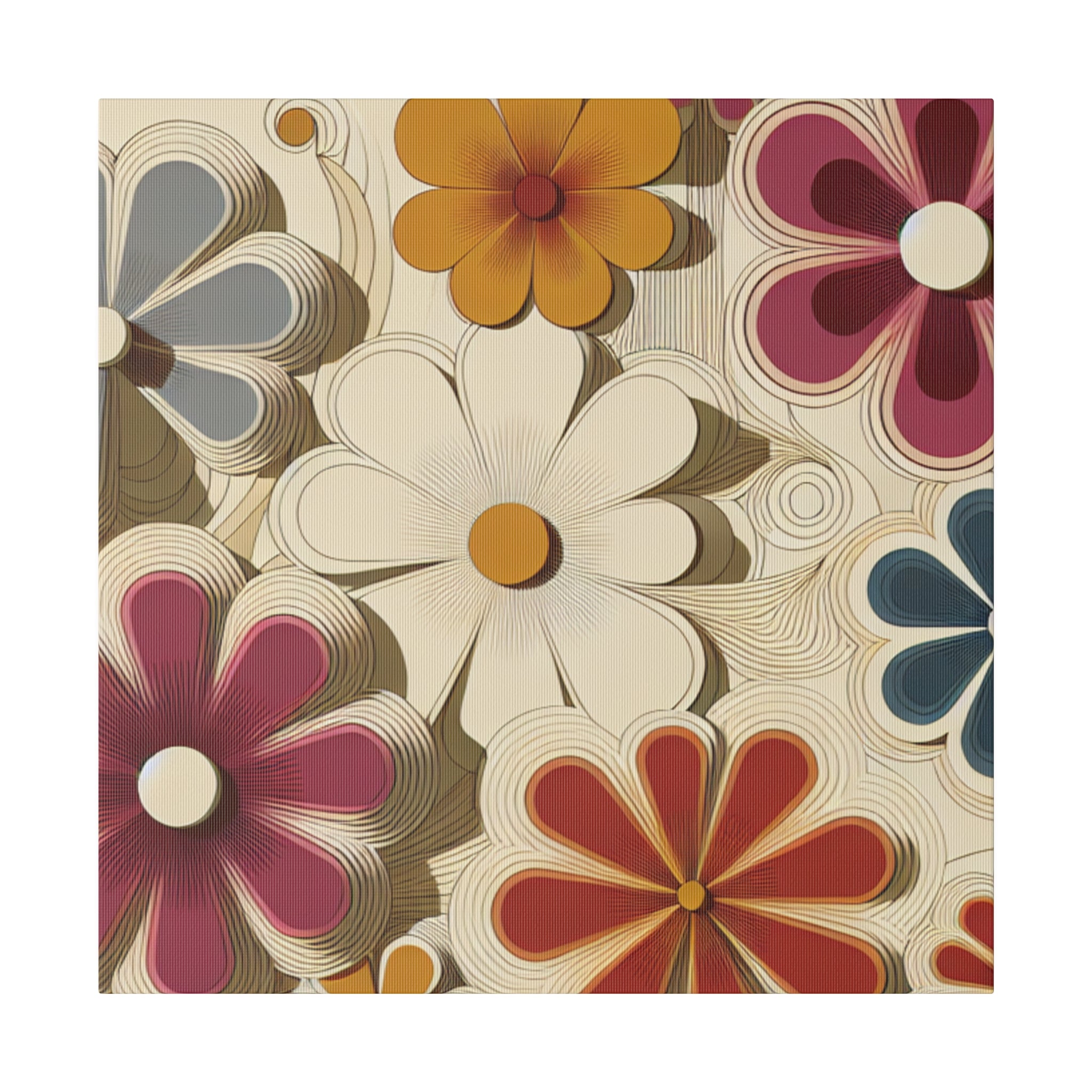 Blooming Rhapsody Floral Wall Art 70s Artwork Canvas