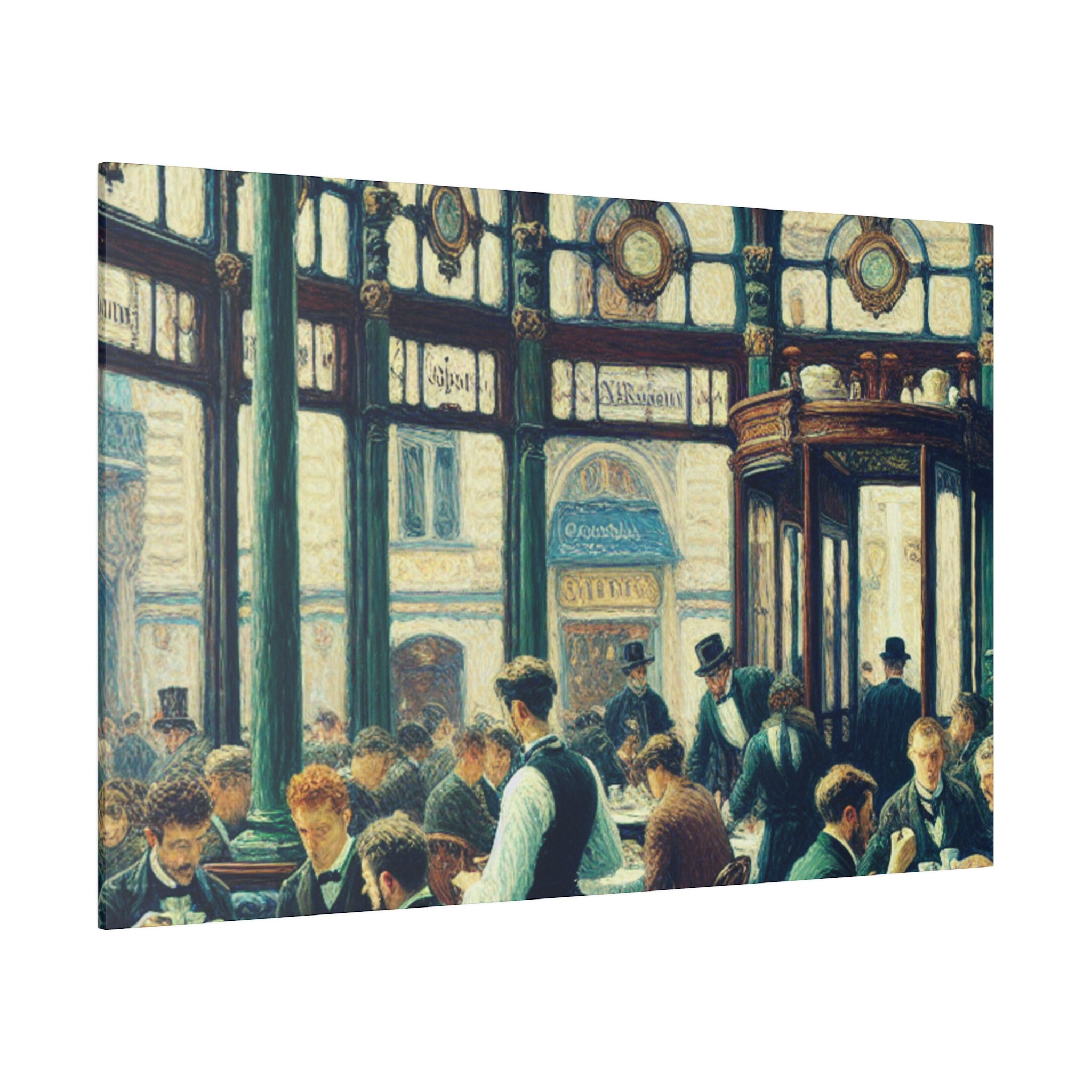 Old Time European Cafe Artwork Painting Canvas