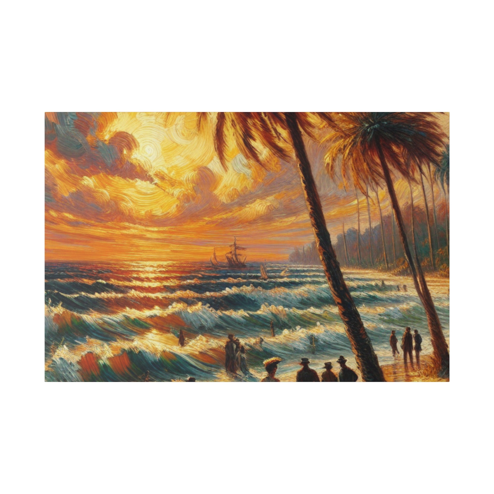 Whispers of the Shoreline Past Expressionist Beach Painting Canvas