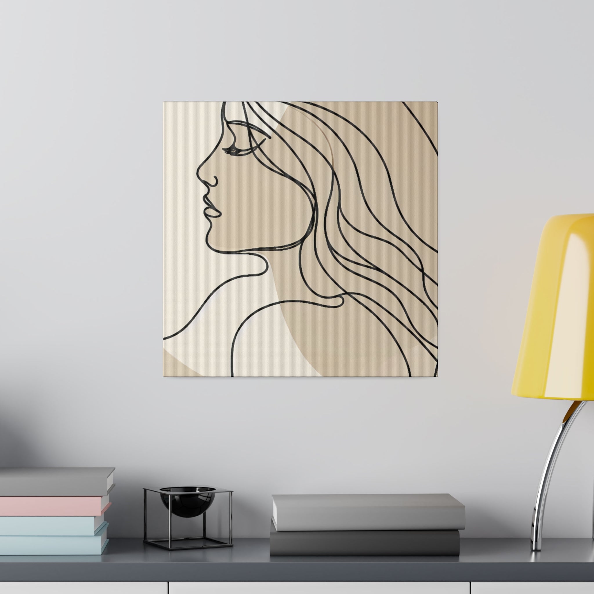 Mystic Beige Line Art Boho Style Wall Decor Canvas