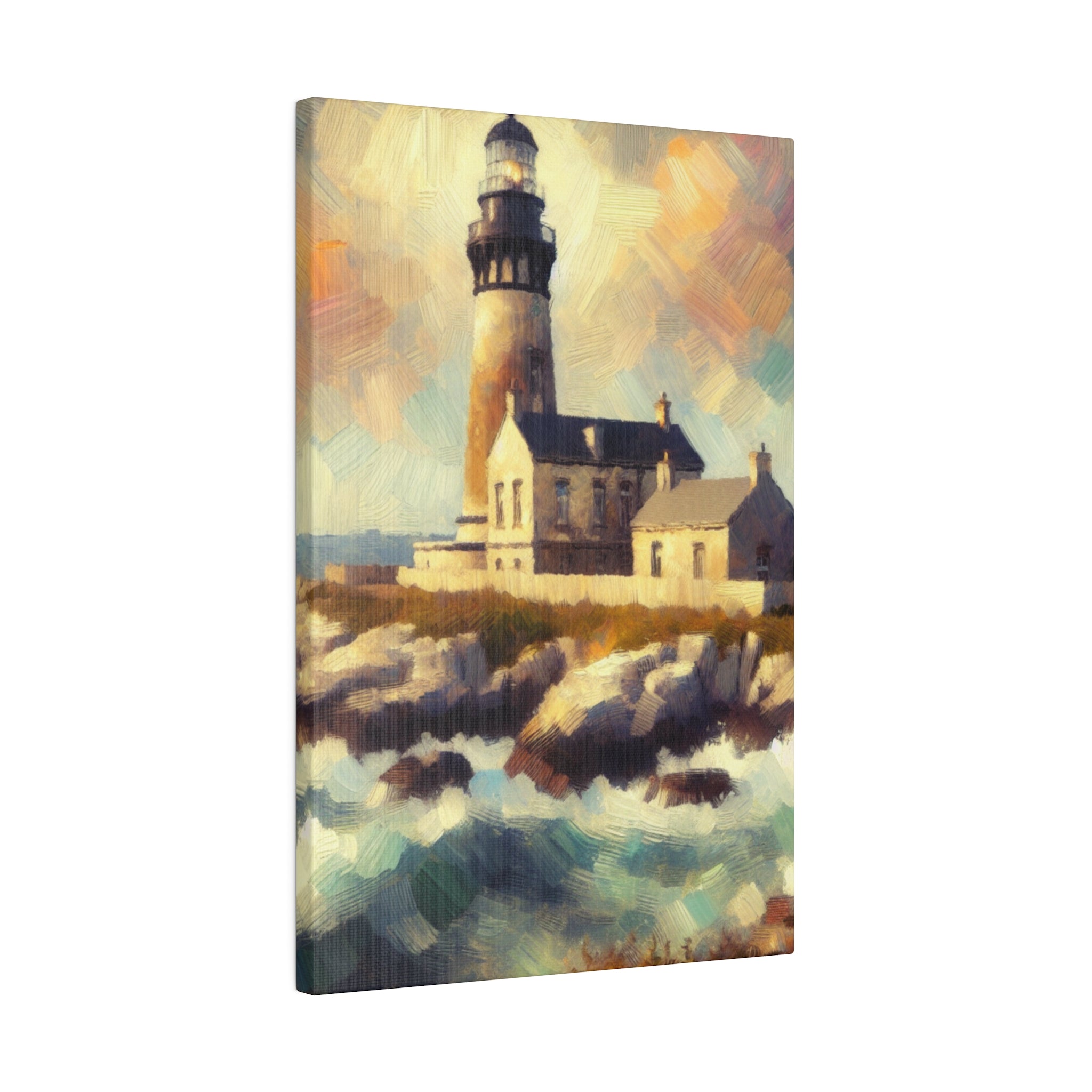 Beacon Illumination Coastal Wall Art Lighthouse Painting Canvas