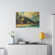 Serene Coastline Remote Island Beach Painting Canvas