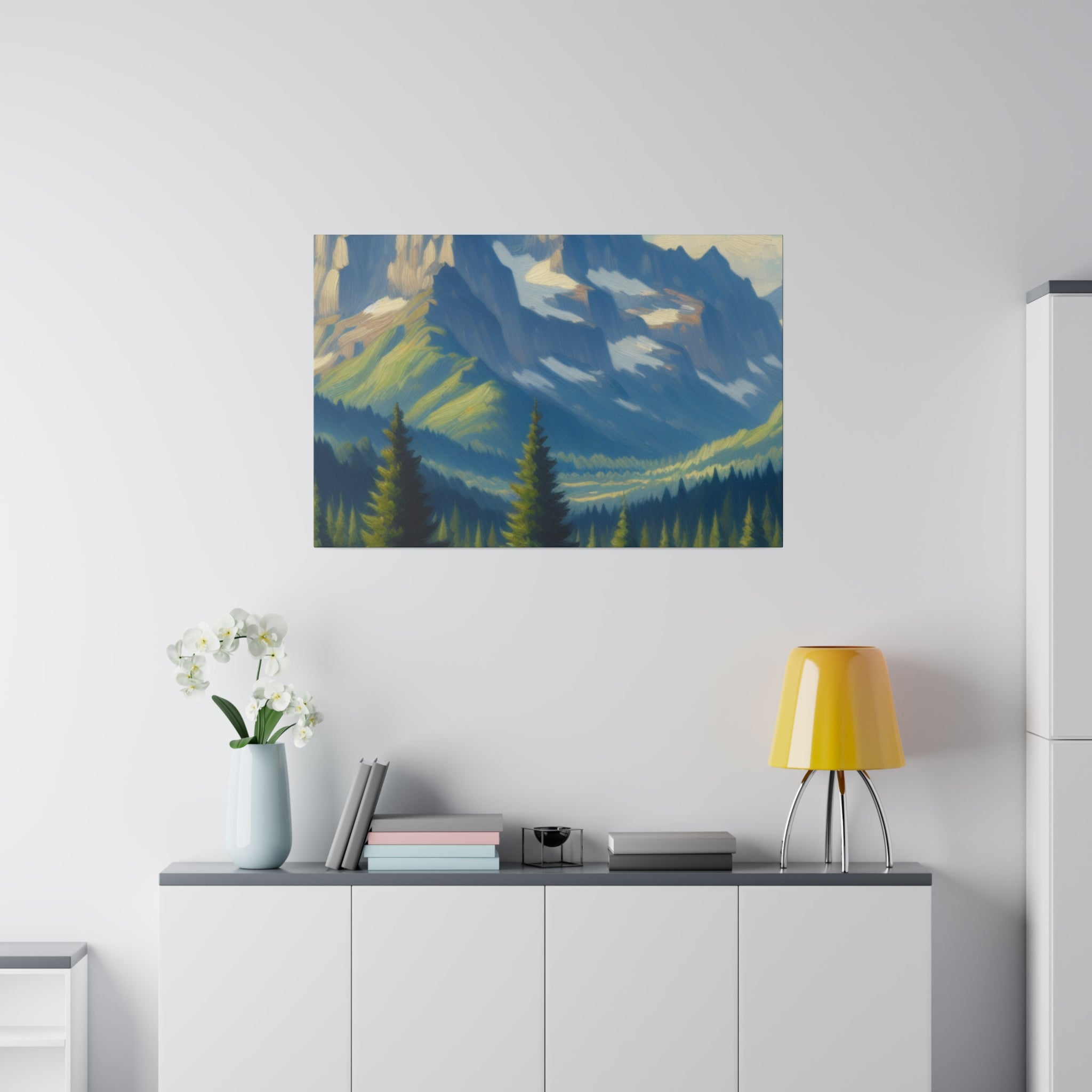 Vista Serenity Peak Mountain Landscape Painting Canvas