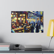 Vintage European Street Cafe Artwork Painting Canvas