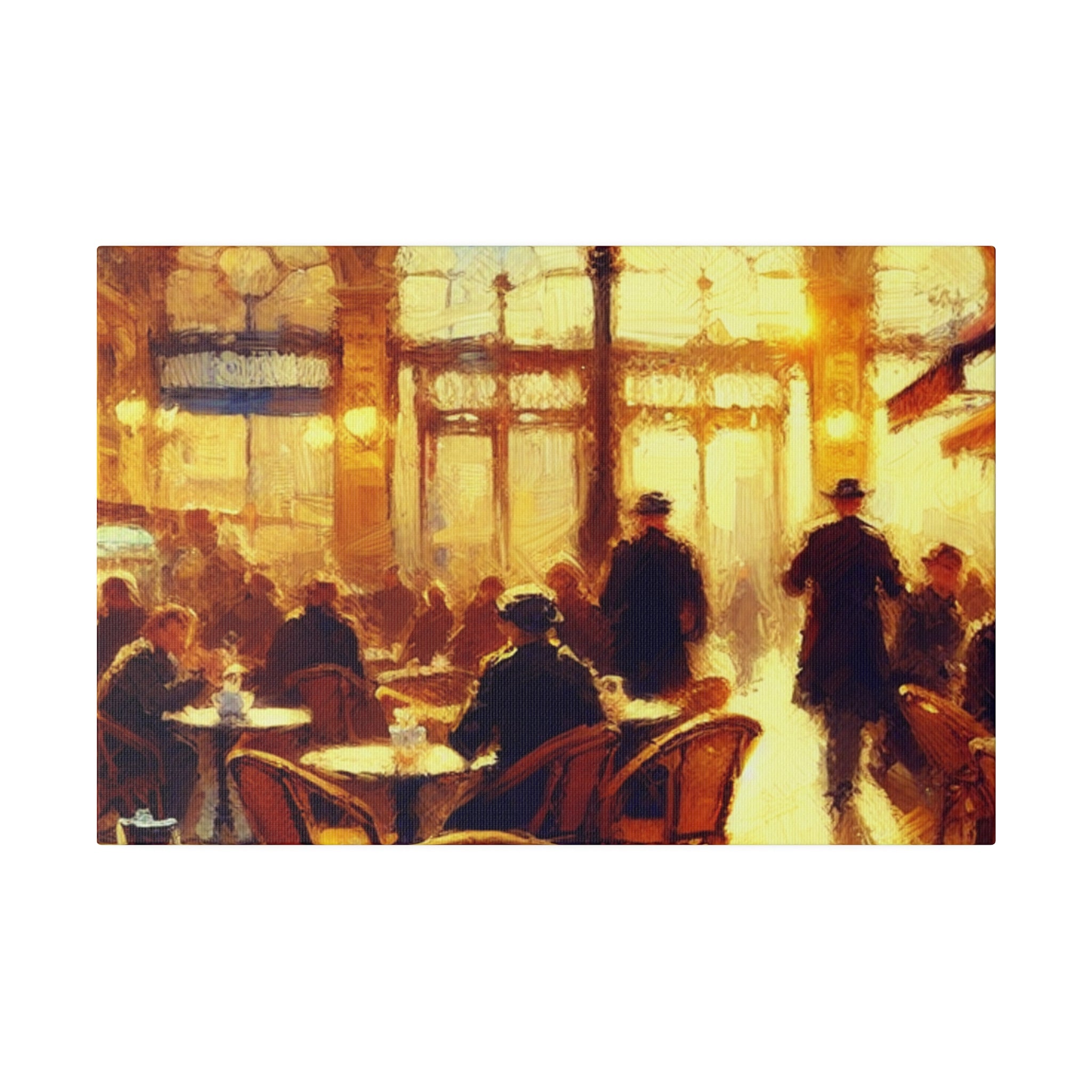 Bustling European Espresso Cafe Artwork Canvas