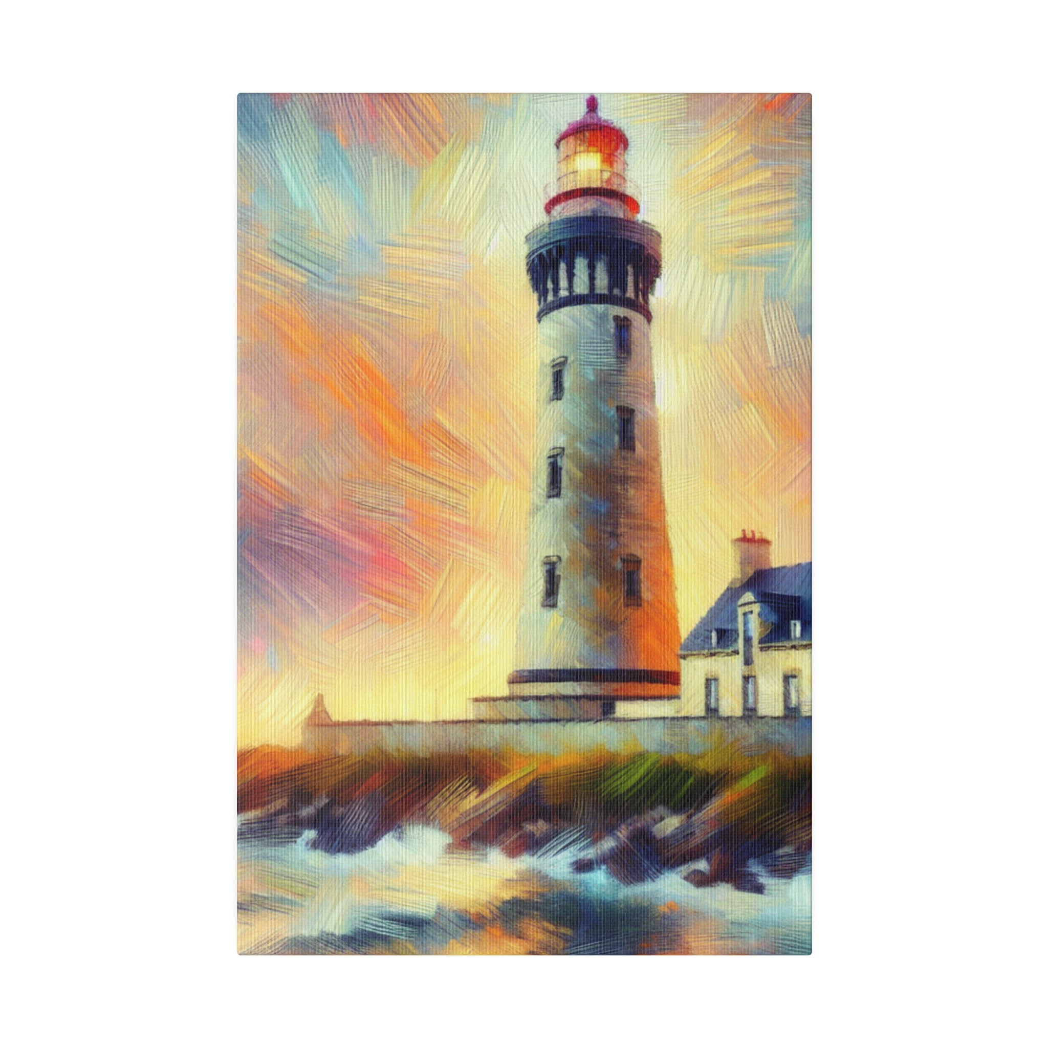 Luminous Beacon Coastal Wall Art Lighthouse Painting Canvas