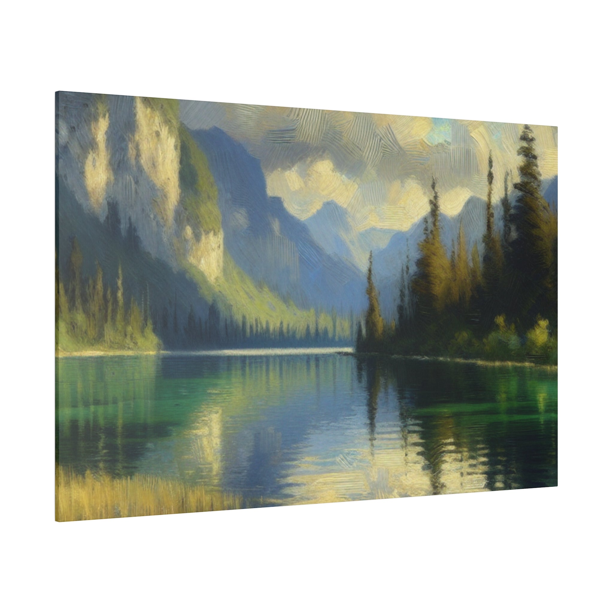 Azure Waterscape Harmony Lake Painting Canvas