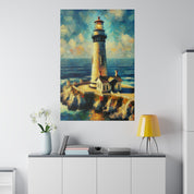 Maritime Mirage Coastal Wall Art Lighthouse Painting Canvas