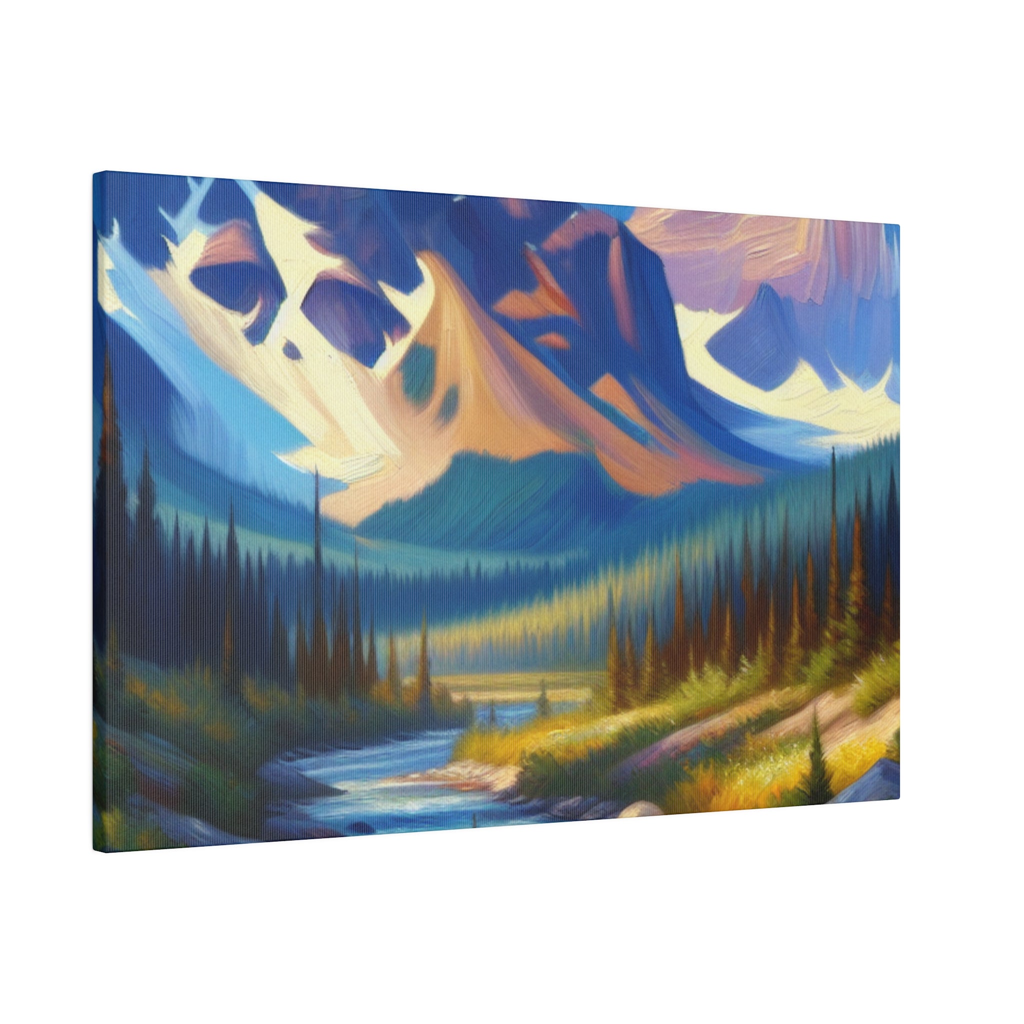 Serene Brilliance Mountain Landscape Painting Canvas