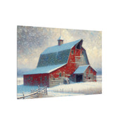 Red Barn in Snowfall Canvas