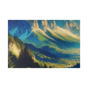 Majesty of Alpine Valley Mountain Landscape Painting Canvas