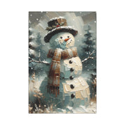 Rustic Snowman in Winter Field Canvas