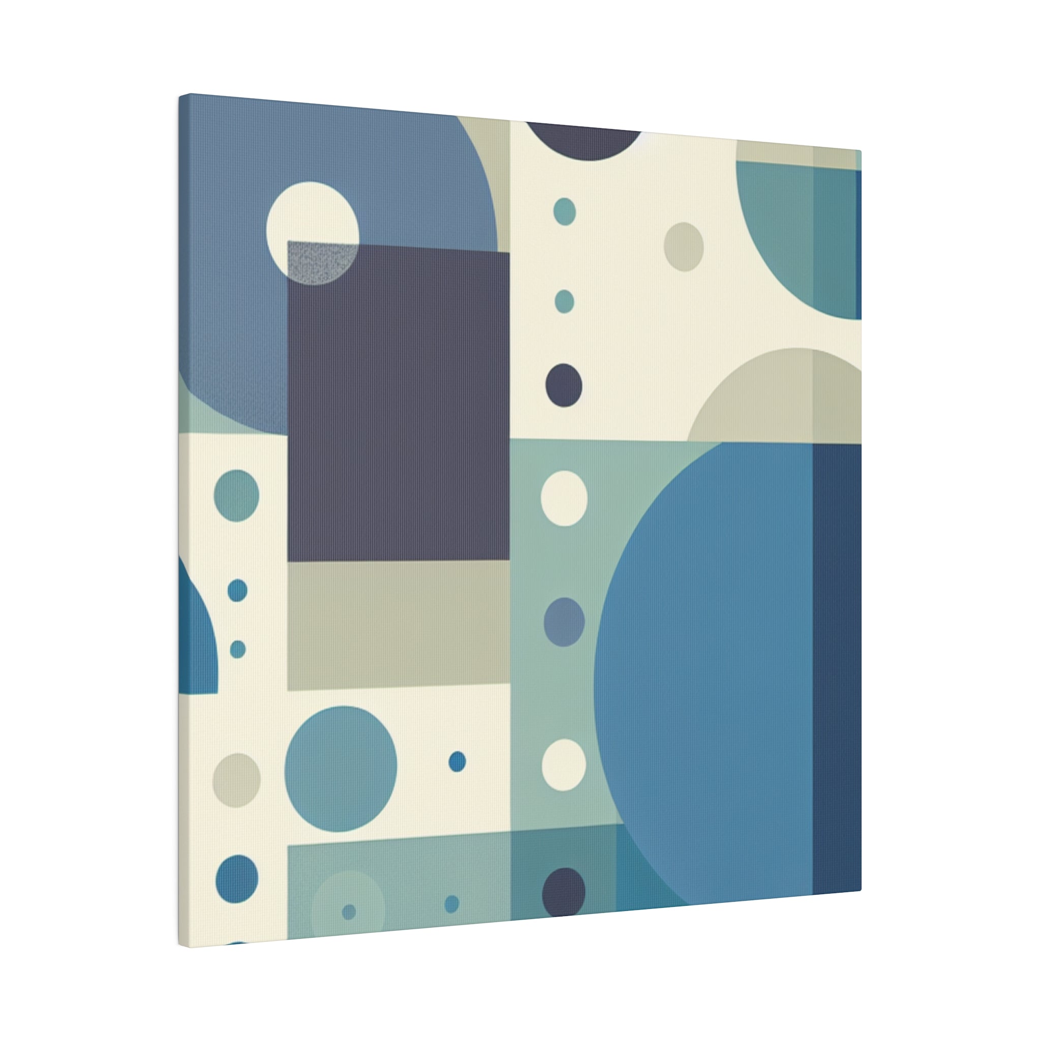 Neutral Green Blue Geometric Mid Century Wall Art Canvas