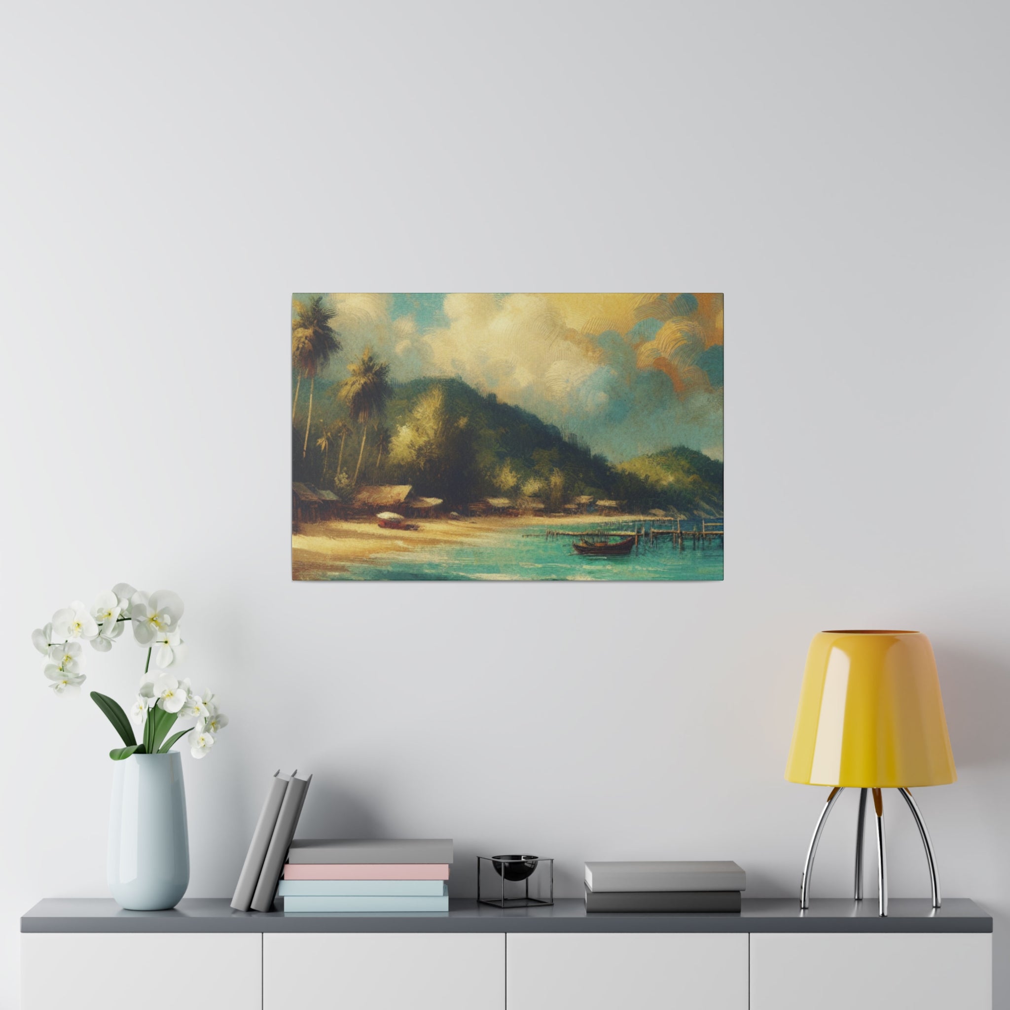 Serene Coastline Remote Island Beach Painting Canvas