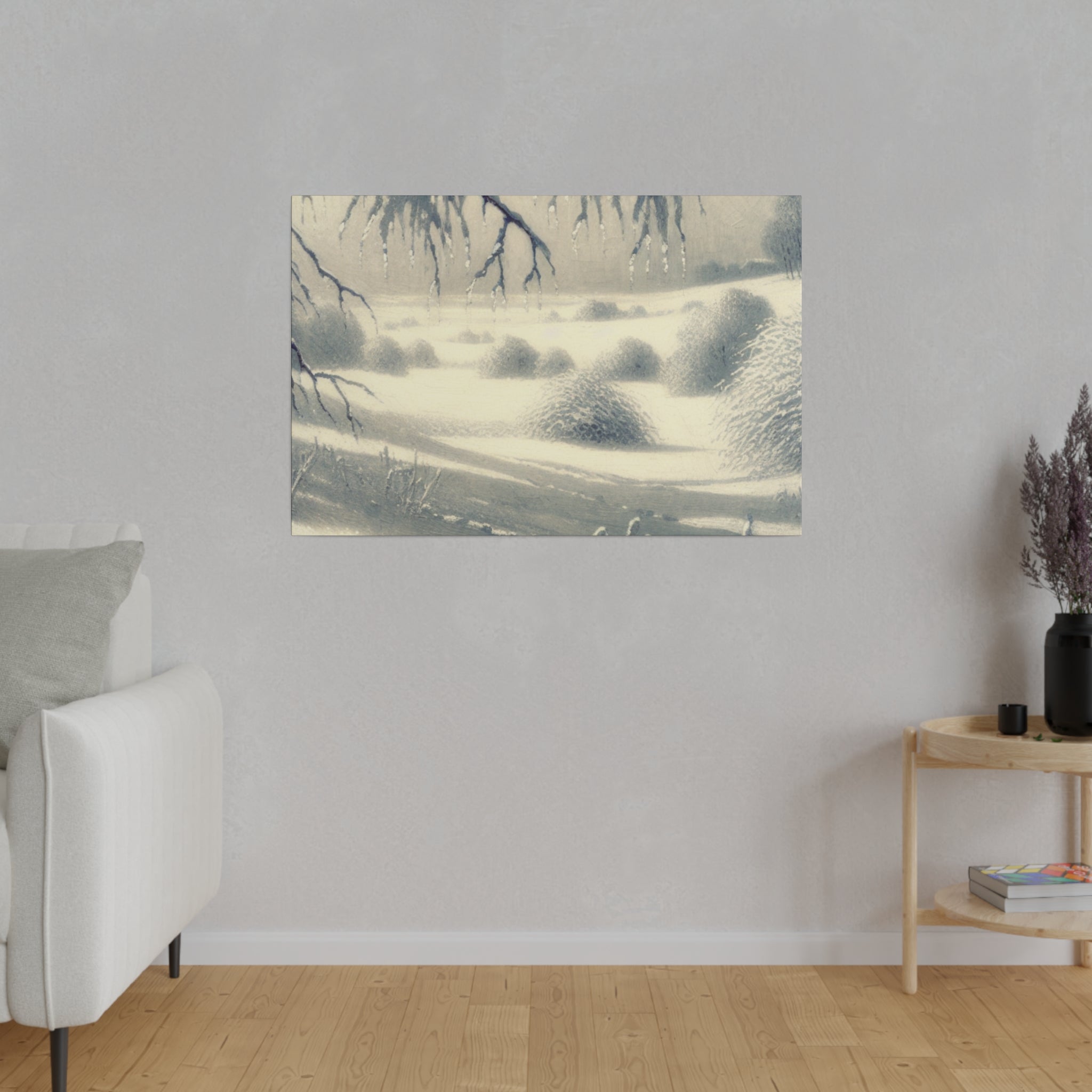 Silver Daylight Shimmers Snowscape Winter Painting Canvas