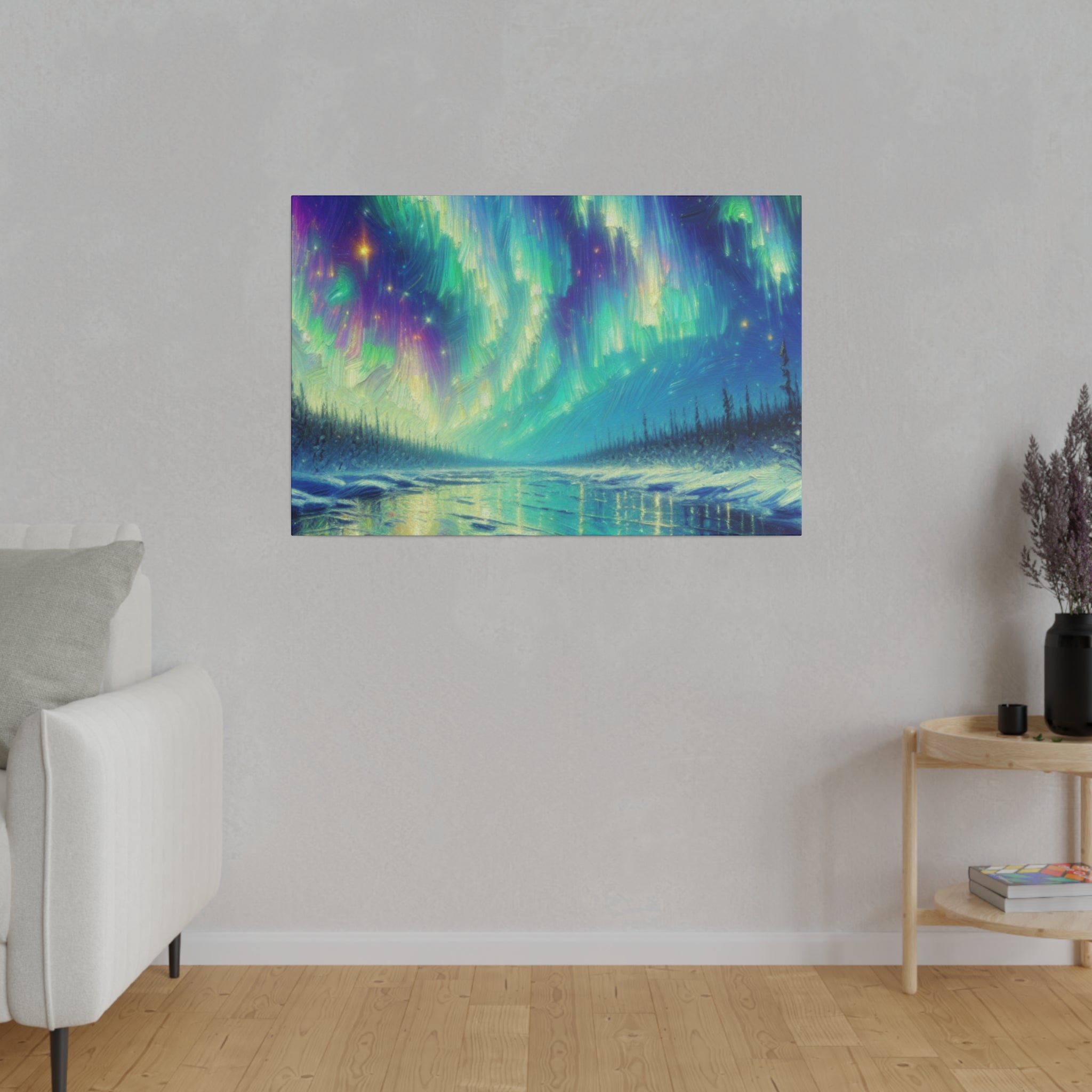 Aurora Winter Dreams Northern Lights Painting Canvas