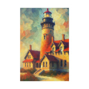 Luminous Beacon Of Light Coastal Wall Art Lighthouse Painting Canvas