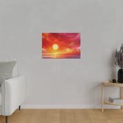 Aurora's Scarlet Veil Sunset Painting Canvas