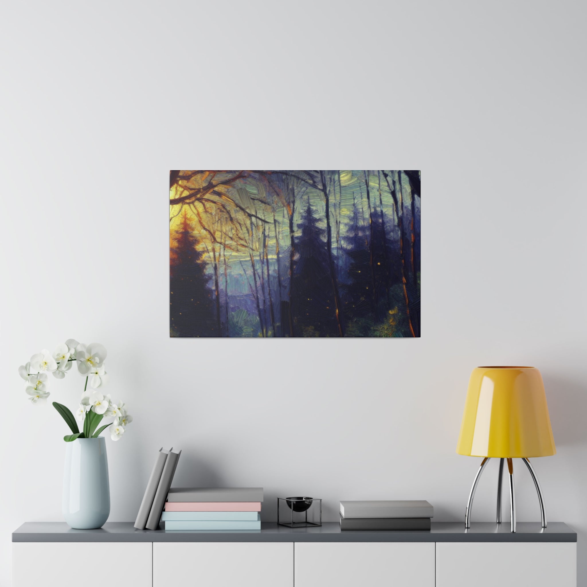 Dropping Sun On The Forest Painting Canvas