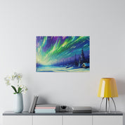 Nocturnal Hues Northern Lights Skycape Painting Canvas