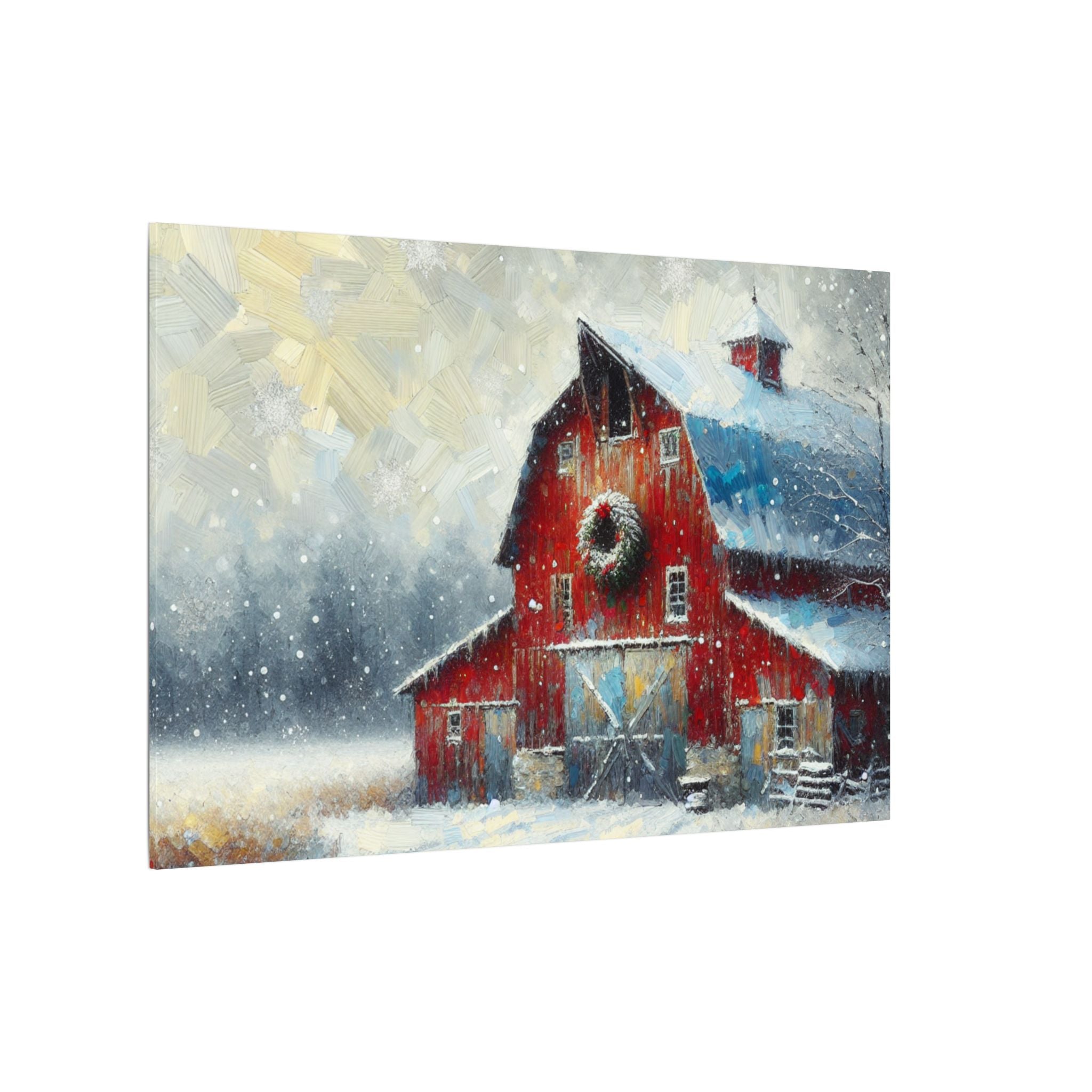 Rustic Red Christmas Barn Canvas