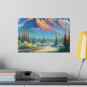 Majestic Peaks River Mountain Landscape Painting Canvas